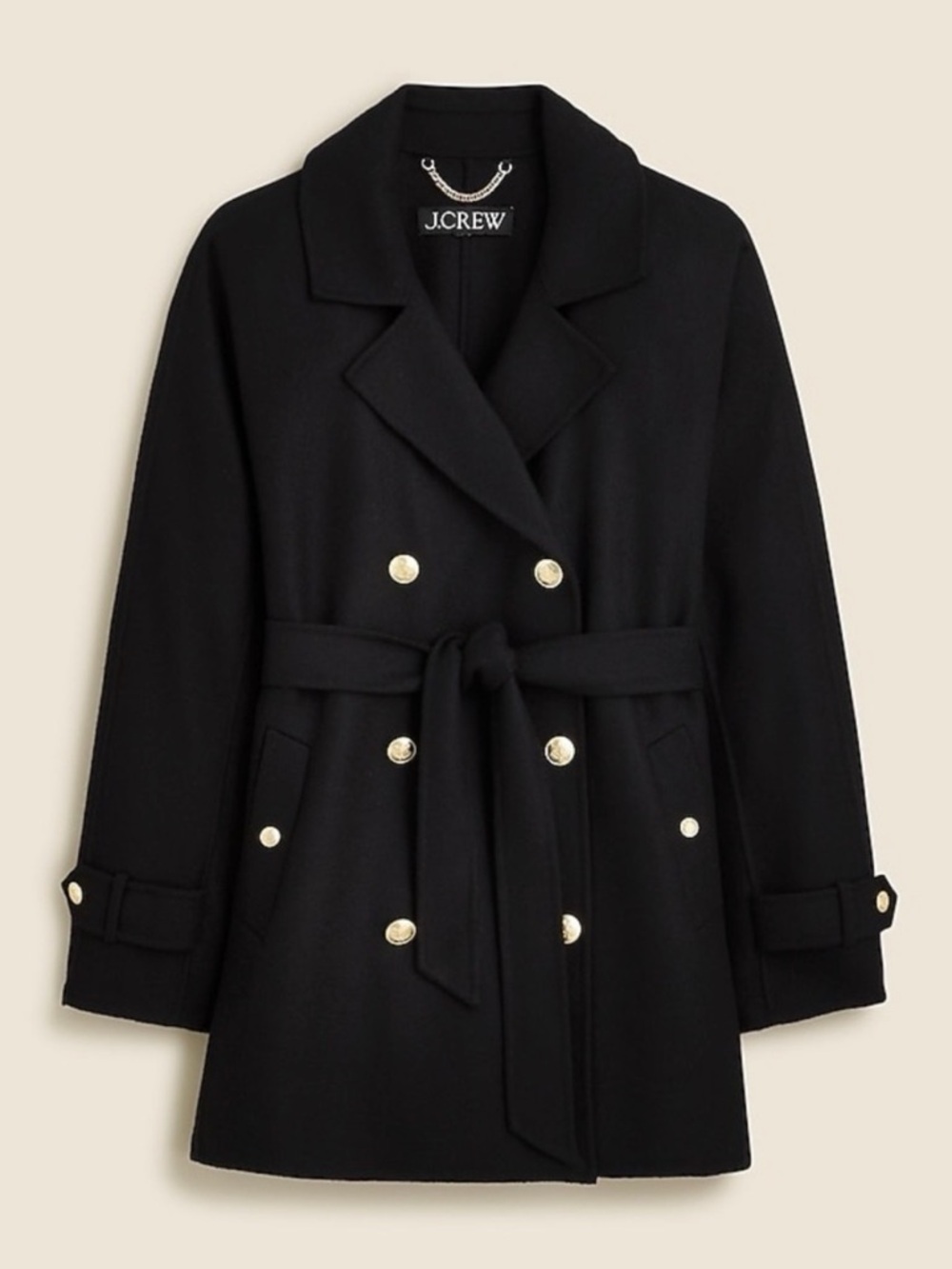 J.Crew Women’s Trench coat in double-faced Wool Black Size CD100 Size XS